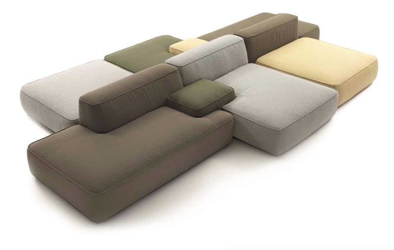 Modular fabric sofa in multiple colors.