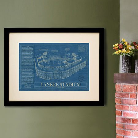 Yankee Stadium blueprint framed print.