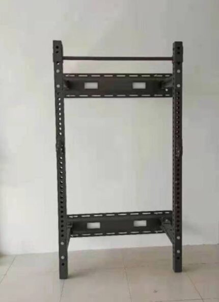 Black metal weight lifting rack.