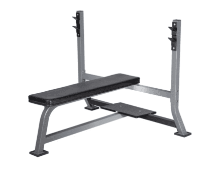 A grey and black weightlifting bench.