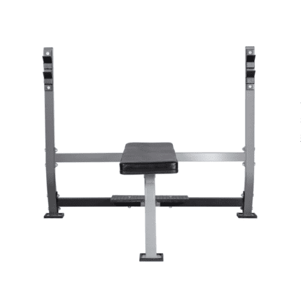 Gray weight bench with black padding.