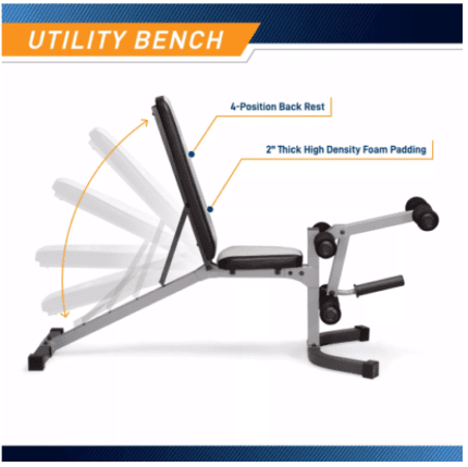 Adjustable weight bench with leg extension.