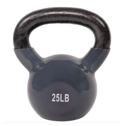 Gray 25lb kettlebell for exercise.