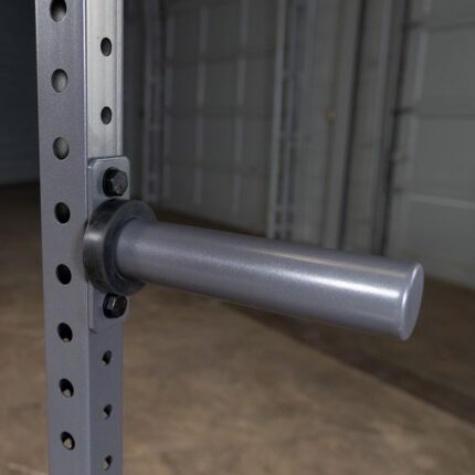 Gray metal bar attached to a rack.