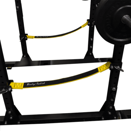 Body-Solid squat rack with weight plate.