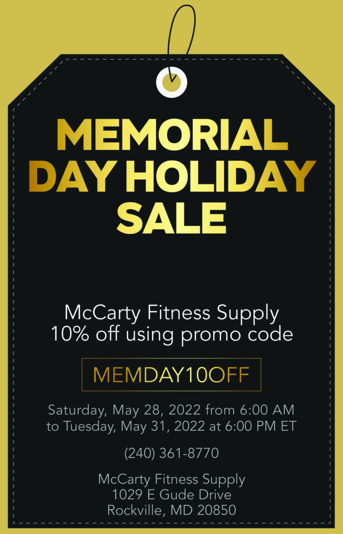 Memorial Day sale at McCarty Fitness Supply.