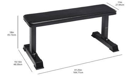 Black weight bench for home gym.