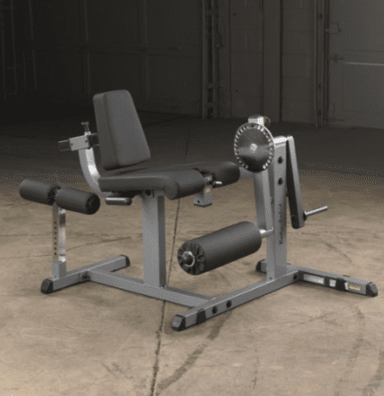 Leg extension machine for gym workouts.