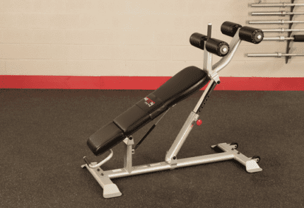 Adjustable decline bench for weight training.