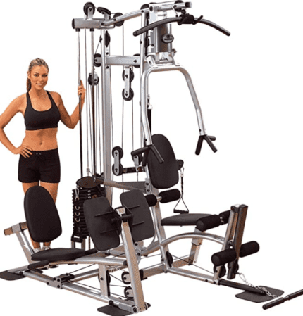 Home gym workout machine with woman.