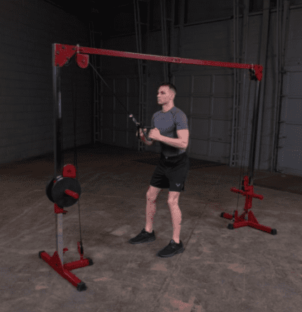 Man using a lat pulldown machine.