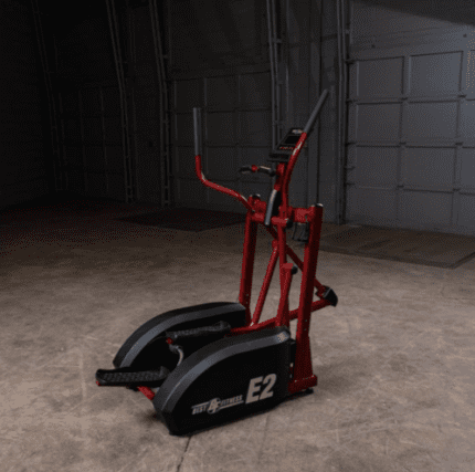 Red elliptical trainer for home workouts.