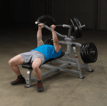 Man doing a bench press on a machine.