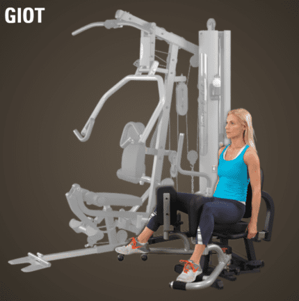 Woman exercising on a home gym machine.