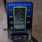 Endurance exercise bike console display.