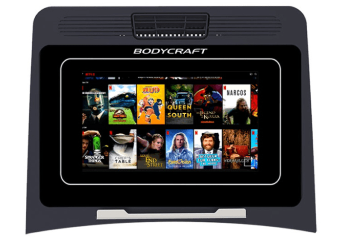 Bodycraft screen displaying Netflix shows.