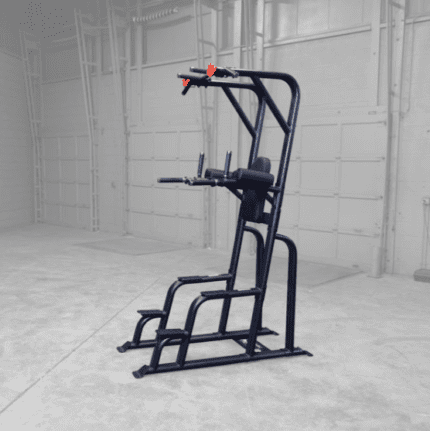 Black dip and pull-up station.