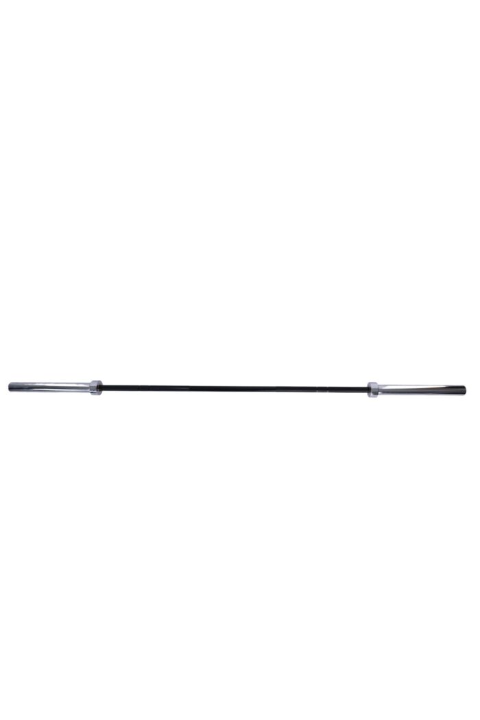 Black Olympic barbell on white background.