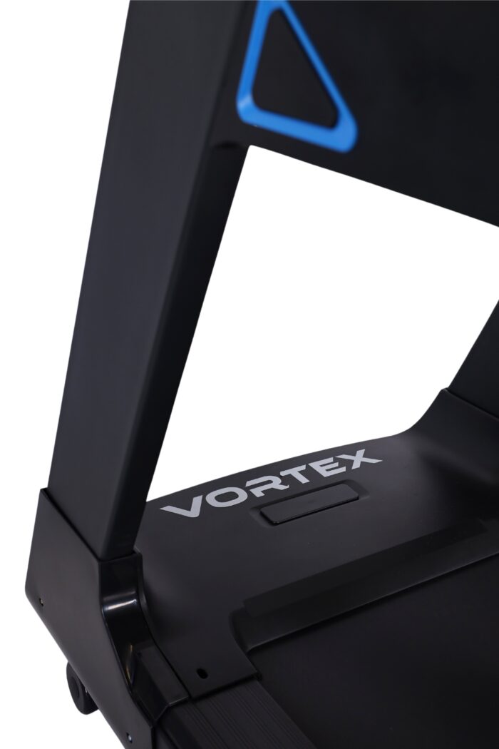 Black Vortex treadmill with blue accents.