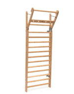 Wooden wall-mounted pull-up bar.