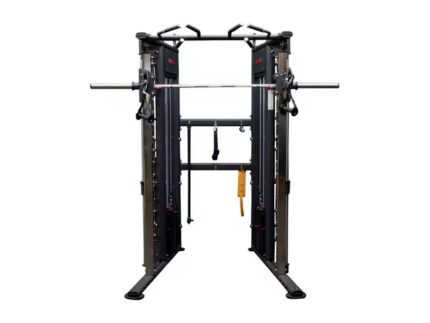 Smith machine and cable crossover gym equipment.