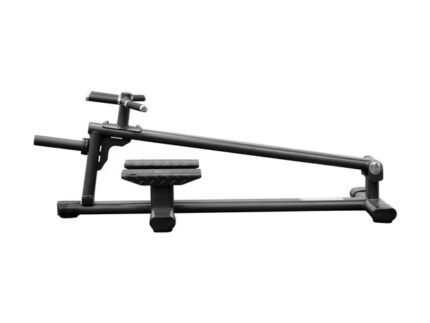 Black exercise equipment, angled side view.