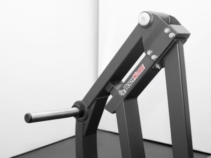 BodyKore gym equipment in black and white.