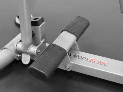 Exercise machine foot pedals with logo.