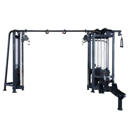 Cable crossover machine for gym workouts.