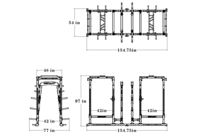 Fitness equipment dimensions and schematic diagram.
