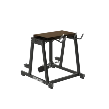 Exercise machine with black and silver frame.
