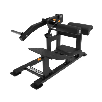 Black exercise machine on a dark background.
