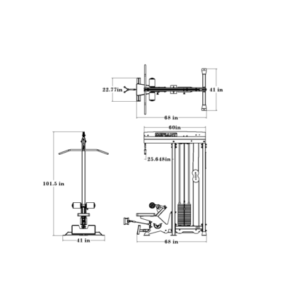Gym equipment dimensions and design blueprint.