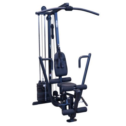 Home gym equipment with weight stack.