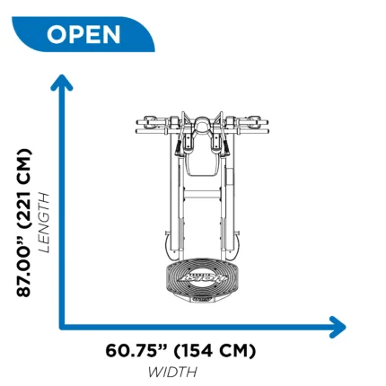 Open exercise equipment dimensions diagram.