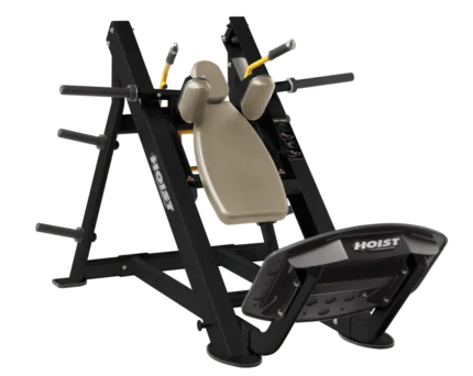 Leg press machine with padded seat.