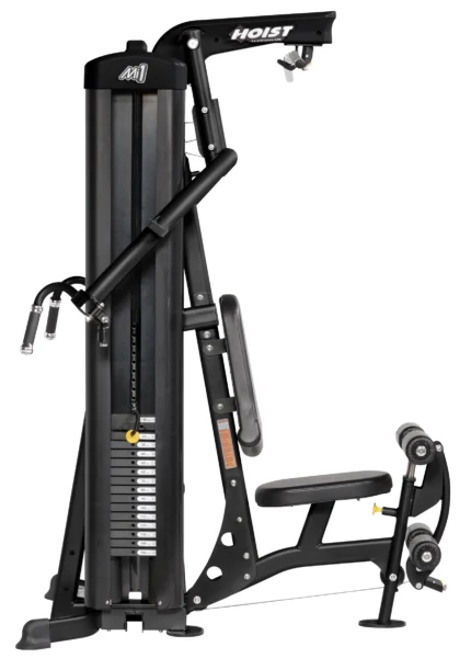 Black multifunctional gym exercise machine equipment.
