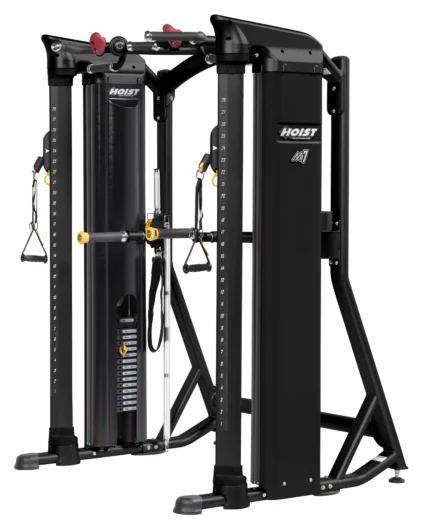 Cable crossover machine for strength training.