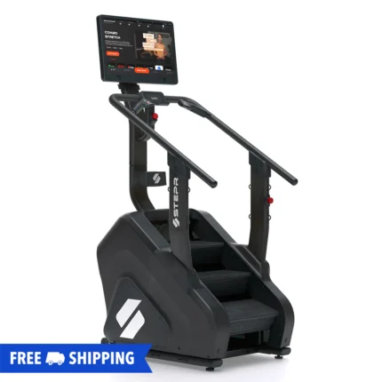 Stair stepper machine with digital screen display.