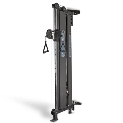 Wall-mounted cable crossover exercise machine.