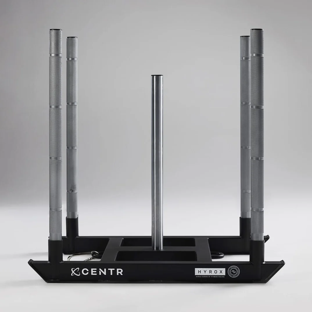 Weight sled with Centr and Hyrox branding. Weight sled with Centr and Hyrox branding.